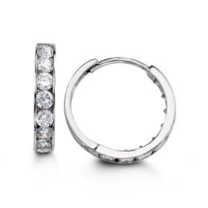Single Row Cubic Zirconia Channel Set Huggies