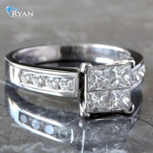 1.50CTW Natural Quad Princess Diamond Center With Channel Set Shoulders