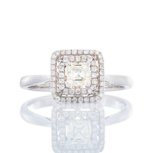 0.65CTW Asher Cut Center With Double Open Pave Halo