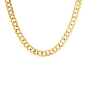 6.75mm Solid Beveled Edge Curb Link with White Gold Diamond Cut Center