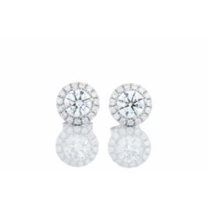 1.80ctw Round Diamond Solitaire with Round Diamond Halo 18kt White Gold