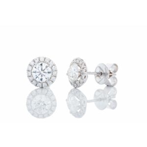 1.80ctw Round Diamond Solitaire with Round Diamond Halo 18kt White Gold