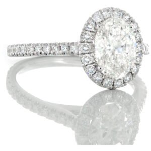 1.48ctw Lab Created Oval Solitaire Diamond Engagement Ring with Halo