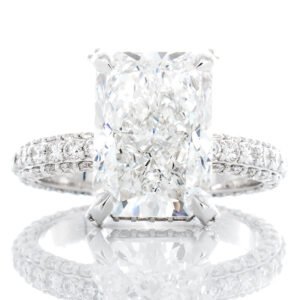 6.64ctw Radiant Lab Solitaire with Hidden Halo and Three Sided Pave Shoulders