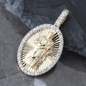 0.40ctw Oval Jesus Medallion with Diamond Border