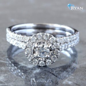 1.00CTW Diamond Illusion Center W/ Pave Shoulder Bridal Set