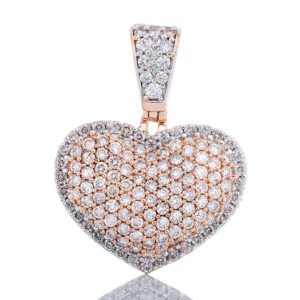 1.35ctw Full Diamond Pave Heart with Elevated Center 10k Rose Gold