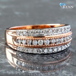 RING GR 14K 0.50CTW THREE ROW SHARED PRONG DIAMOND BAND WITH MILLEDGE