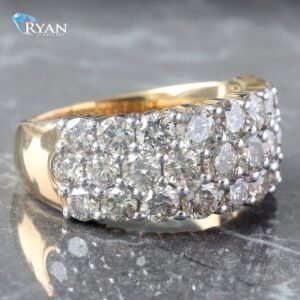 3.00CTW Natural Diamond 3 Row Shared Prong Band