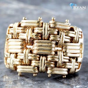 Large Italian Woven Basket Style Ring