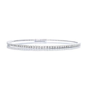 2.10ctw Four Prong Set Diamond Eternity Flexible Bangle 14k White Gold