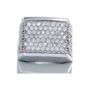 2.76ctw Diamond Pave Square Forefront Flat Shoulders 14k White Gold
