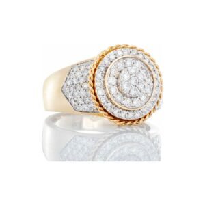 1.15ctw Round Three Tiered Lollipop Center with Braised Rope Accent & Diamond V Shoulders 10k Gold