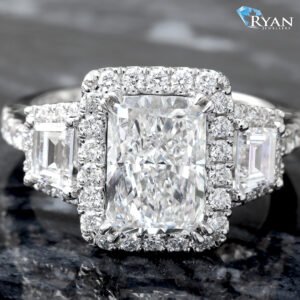 3.52ctw Radiant Cut Engagement Ring with Halo