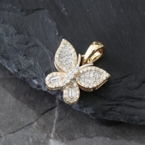 0.30ctw Butterfly Pendant with Baguette Diamond Pointed Wings