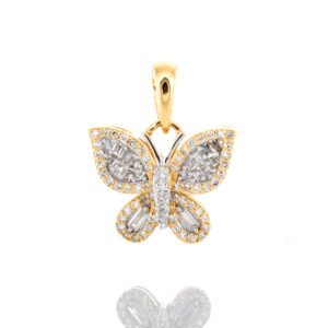 0.30ctw Butterfly Pendant with Baguette Diamond Pointed Wings