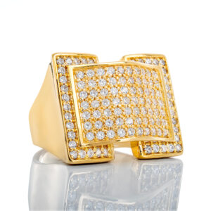 Raised CZ 7 Row Dome Center Split Halo Ring