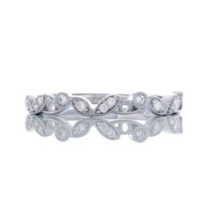 0.08ctw Round & Marquise Shaped Diamond Band 18k White Gold