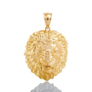 Diamond Cut Lion Head 10k Gold