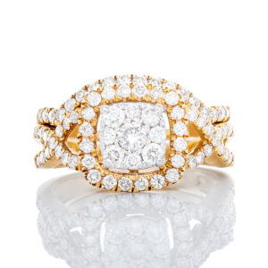 1.00CTW Natural Imperial Center Cushion Halo with Infinity Shoulders Bridal Set