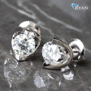 1.40ctw Lab Created Diamond Studs In Crescent Moon Setting