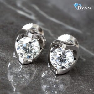 1.40ctw Lab Created Diamond Studs In Crescent Moon Setting