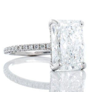 4.45ctw Radiant Cut Lab Created Solitaire in Diamond Hidden Halo Mount