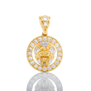 Roaring Lion Medallion Pendant 10k Gold