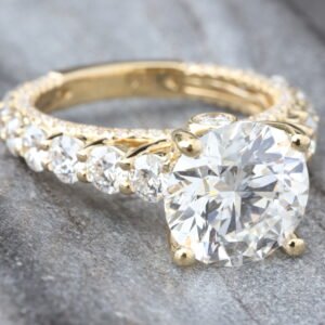 5.30ctw Lab Created Diamond Engagement Ring with Graduated Diamond Shoulders