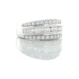 1.00CTW Natural Three Row Diamond Band with Milledge Accents