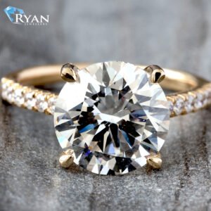 4.27ctw Round Brilliant Lab Center Natural Diamond Mount with Heart Shaped Basket