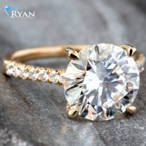 4.27ctw Round Brilliant Lab Center Natural Diamond Mount with Heart Shaped Basket