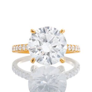 4.27ctw Round Brilliant Lab Center Natural Diamond Mount with Heart Shaped Basket