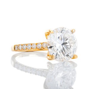 4.27ctw Round Brilliant Lab Center Natural Diamond Mount with Heart Shaped Basket