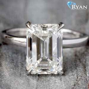 4.30ctw Emerald Cut Solitaire with Hidden Diamond Halo