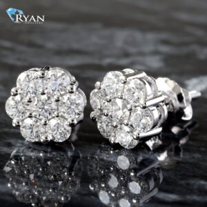 1.00CTW 7 Stone Flower Cluster Studs