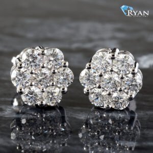 1.00CTW 7 Stone Flower Cluster Studs