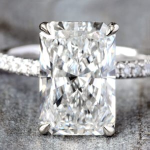 4.45ctw Radiant Cut Lab Created Solitaire in Diamond Hidden Halo Mount
