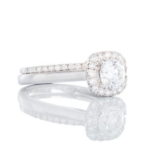 1.16ctw Round Brilliant Lab Created Diamond with Cushion Halo & High Polished Shoulders