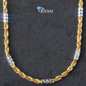 Two Tone Diamond Cut Fancy Tubetto On Solid Rope Chain