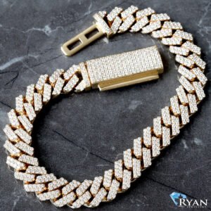 6.33CTW Round Double Row Honeycomb Cuban Bracelet