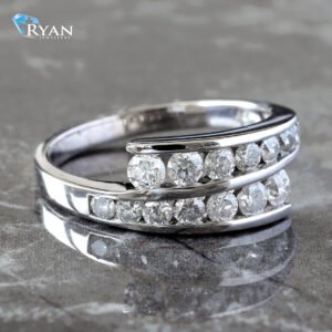 0.75ctw Two Row Cross Over Channel Set Diamond Journey Ring