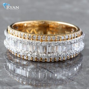 1.00ctw Five Row with Raised Baguette and Round Cut Side Band