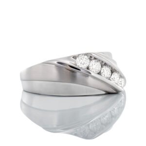 0.50ctw Lab Diamond Five Round Angle Channel Set with Grooved Lines Band