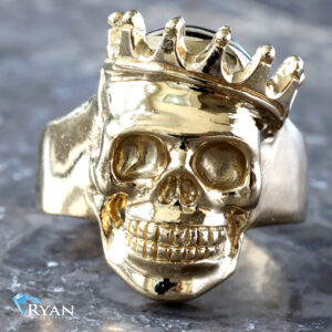 High Polish Skull With Crown Ring