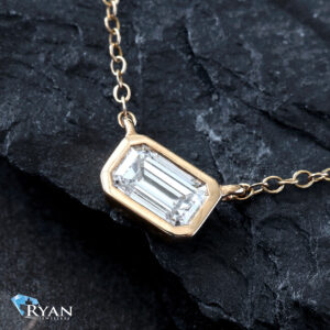 0.35ctw Emerald Cut Bezel Set Necklace