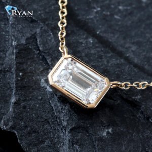 0.66ctw Emerald Cut Bezel Set Necklace