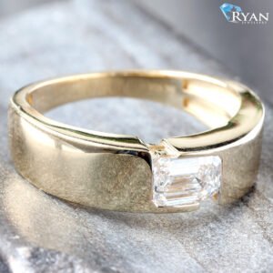 1.00ct Horizontal Set Emerald Cut Solitaire with High Polished Shoulders