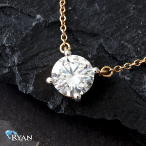 1.00ct Lab Created Round Solitaire Prong Set on Rolo Chain