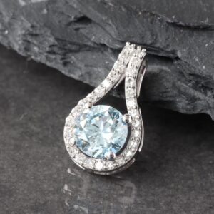 1.00ctw Round Blue Lab Created Diamond Teardrop Slider